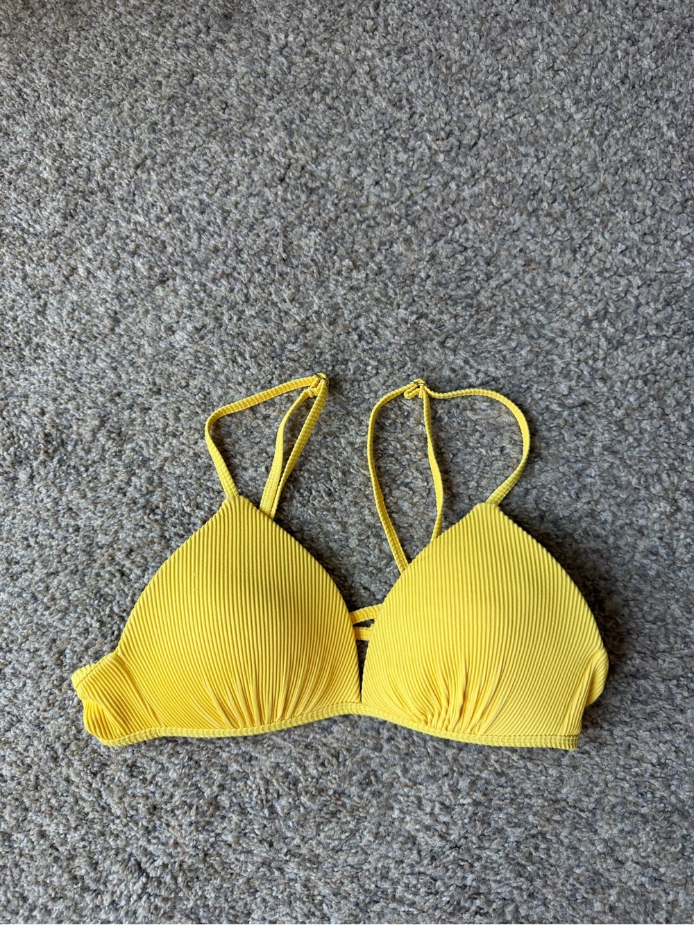 Amore x kittenish Yellow Ribbed Bikini Top NWOT